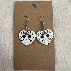Jason voorhees Friday the 13th horror movie heart earrings